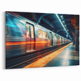 Urban Subway Train Wall Art - Dynamic Cityscape Canvas Print