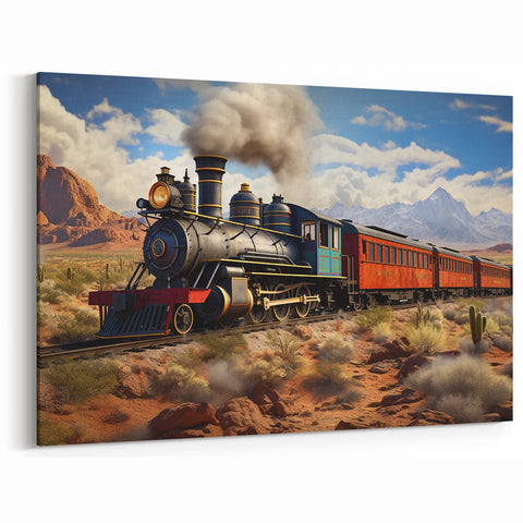 Vintage Desert Train Wall Art - Western Locomotive Canvas Print