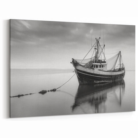 Rustic Fishing Boat Wall Art - Nautical Canvas for Coastal Decor