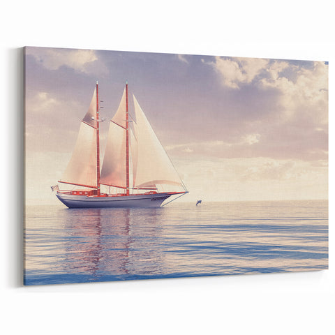 Serene Sunset Sailboat Wall Art - Tranquil Nautical Canvas Print