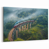Misty Forest Train Wall Art - Serene Locomotive in Lush Greenery Print