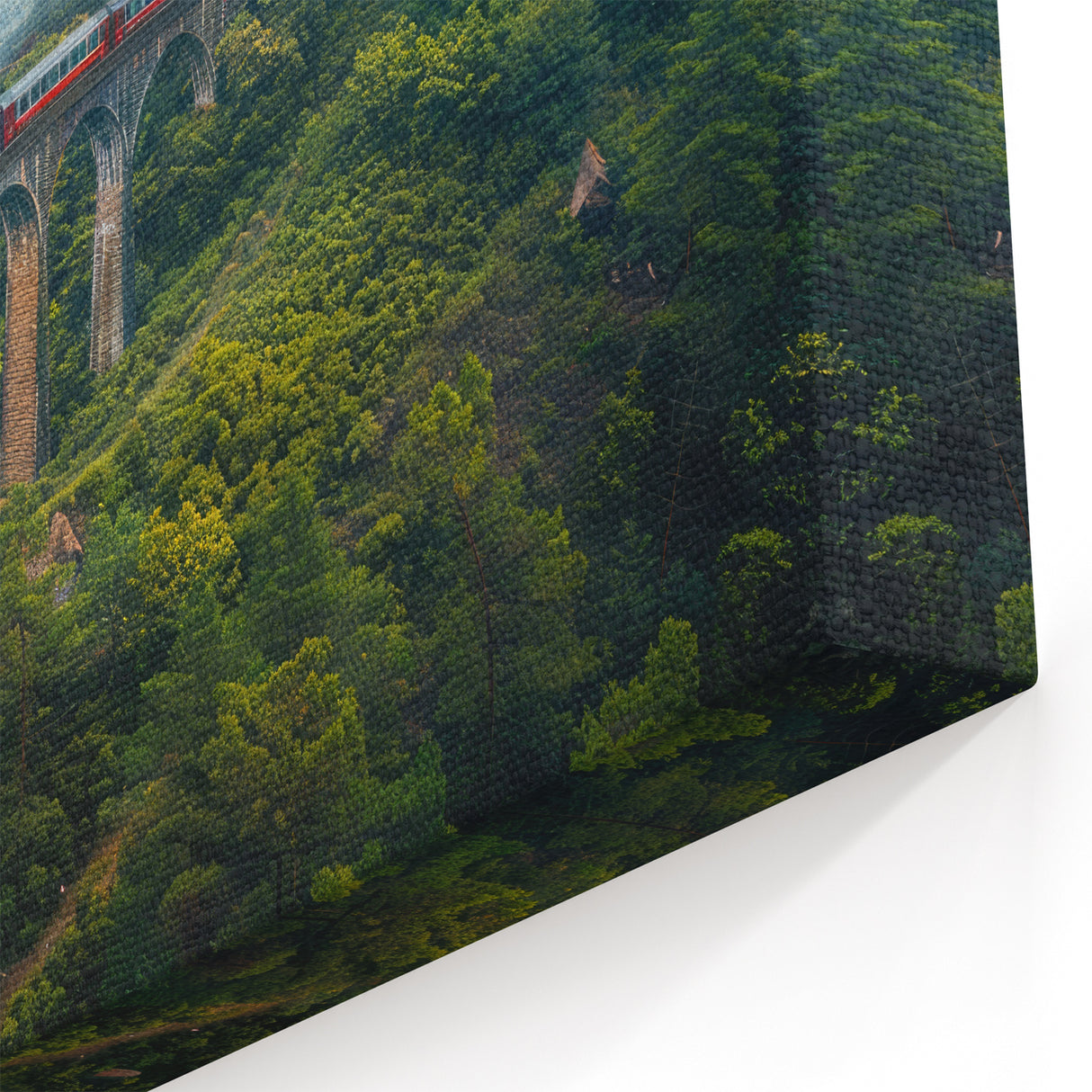 Misty Forest Train Wall Art - Serene Locomotive in Lush Greenery Print
