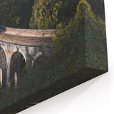 Blue Train in Misty Forest Wall Art - Serene Locomotive Canvas Print