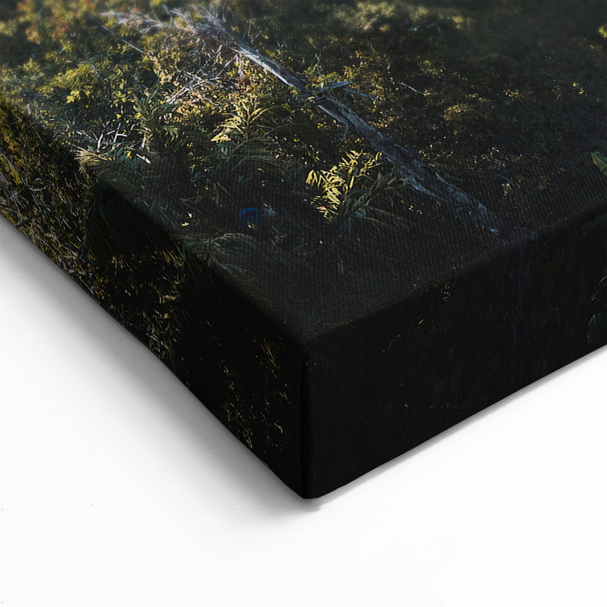 Blue Train in Misty Forest Wall Art - Serene Locomotive Canvas Print