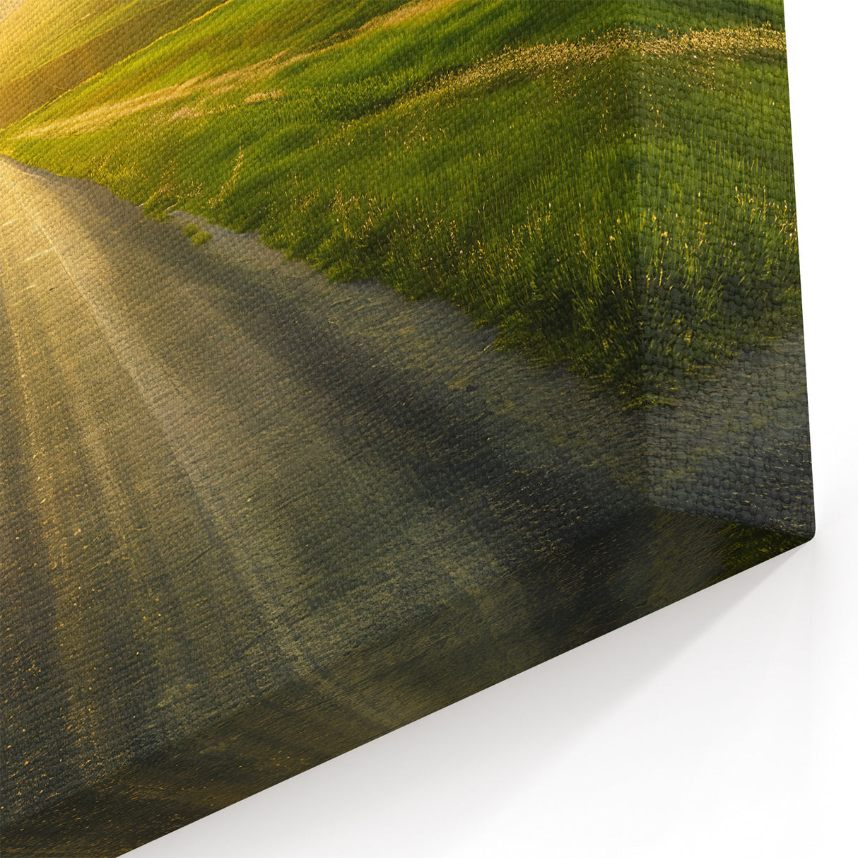 Golden Sunrise Country Road – Serene Landscape Wall Art for Tranquil Decor