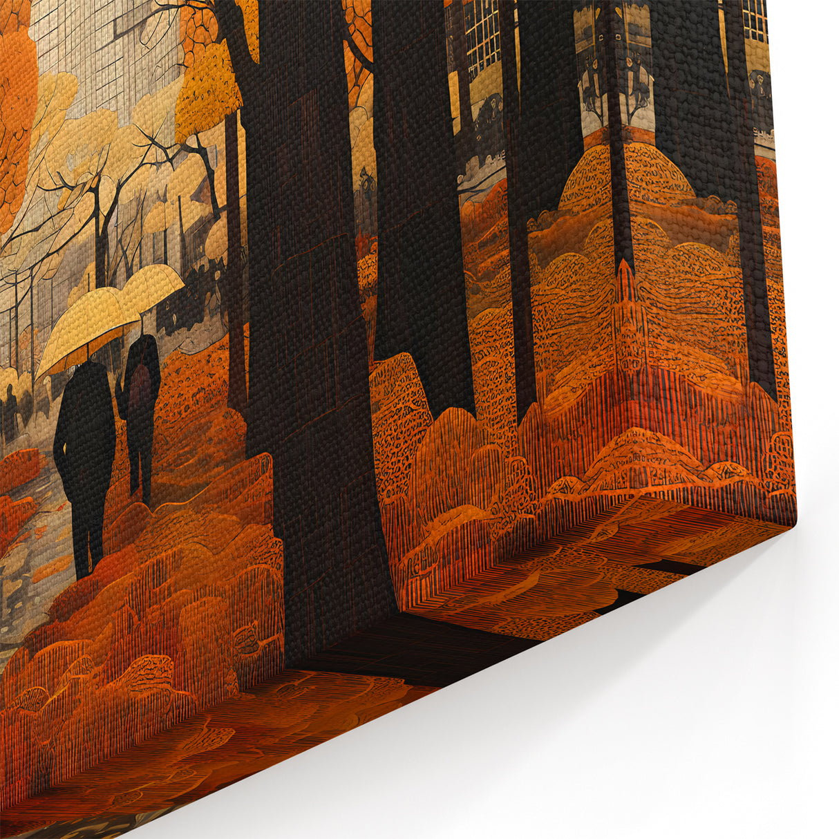 Autumn in the City – Modern Abstract Illustration of Fall Urban Landscape