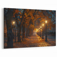 Golden Autumn Stroll – Serene Evening Walkway Photography Print