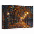 Golden Autumn Stroll – Serene Evening Walkway Photography Print