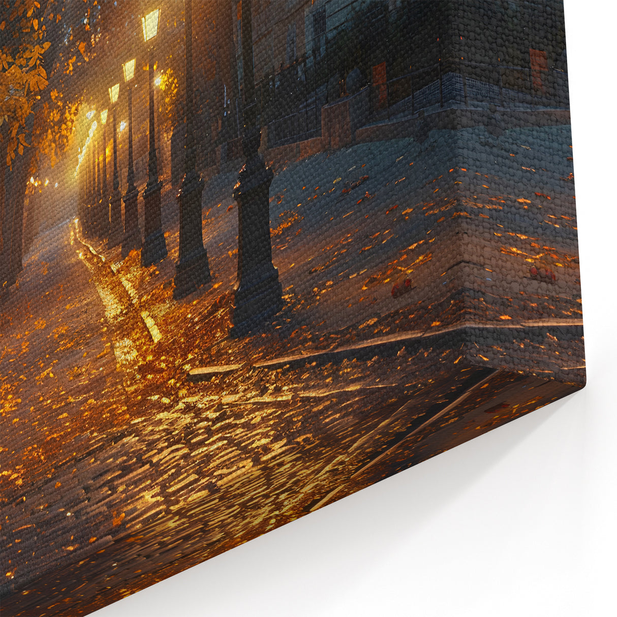 Golden Autumn Stroll – Serene Evening Walkway Photography Print