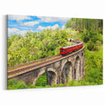 Red Train in Lush Greenery Wall Art - Vibrant Locomotive Canvas Print