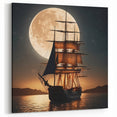 Moonlit Tall Ship Wall Art - Majestic Nautical Canvas for Night Decor