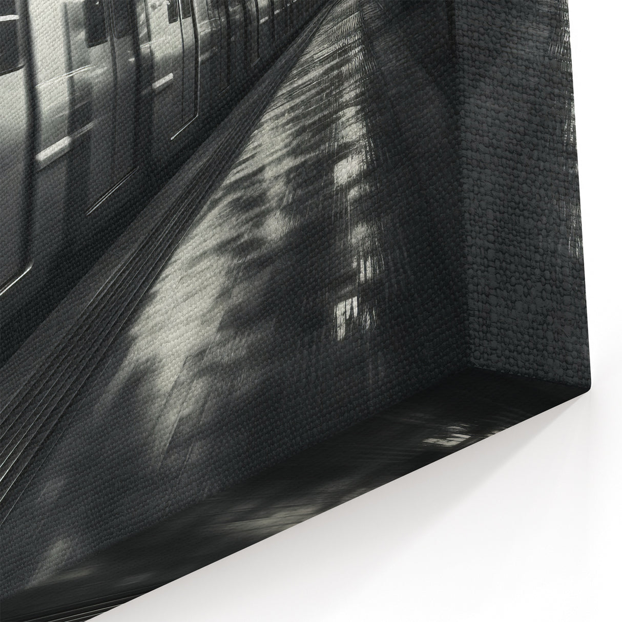 Black and White Subway Train Wall Art - Dynamic Urban Canvas Print
