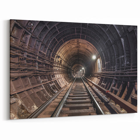 Subway Tunnel Perspective Wall Art - Urban Subway Decor Canvas Print