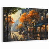 Autumn City Street Landscape Wall Art - Pathway and Urban Road Decor Print