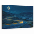 Moonlit Highway Landscape Wall Art - Serene Night Road Journey Print