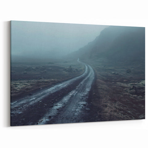 Misty Mountain Road Landscape Wall Art - Serene Pathway Journey Print