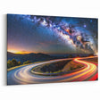 Starlit Mountain Road Wall Art - Cosmic Night Journey Landscape Print