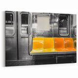 Vibrant Subway Seats Wall Art - Urban Interior Subway Canvas Print