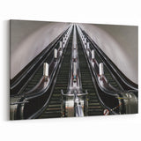 Modern Escalator Subway Wall Art - Urban Transit Vertical Canvas Print