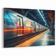 Vibrant Subway Train Art - Urban Transit Wall Decor in Neon Lights