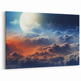 Moonlit Cloudscape Canvas - Mystical Night Sky and Cloud Wall Art