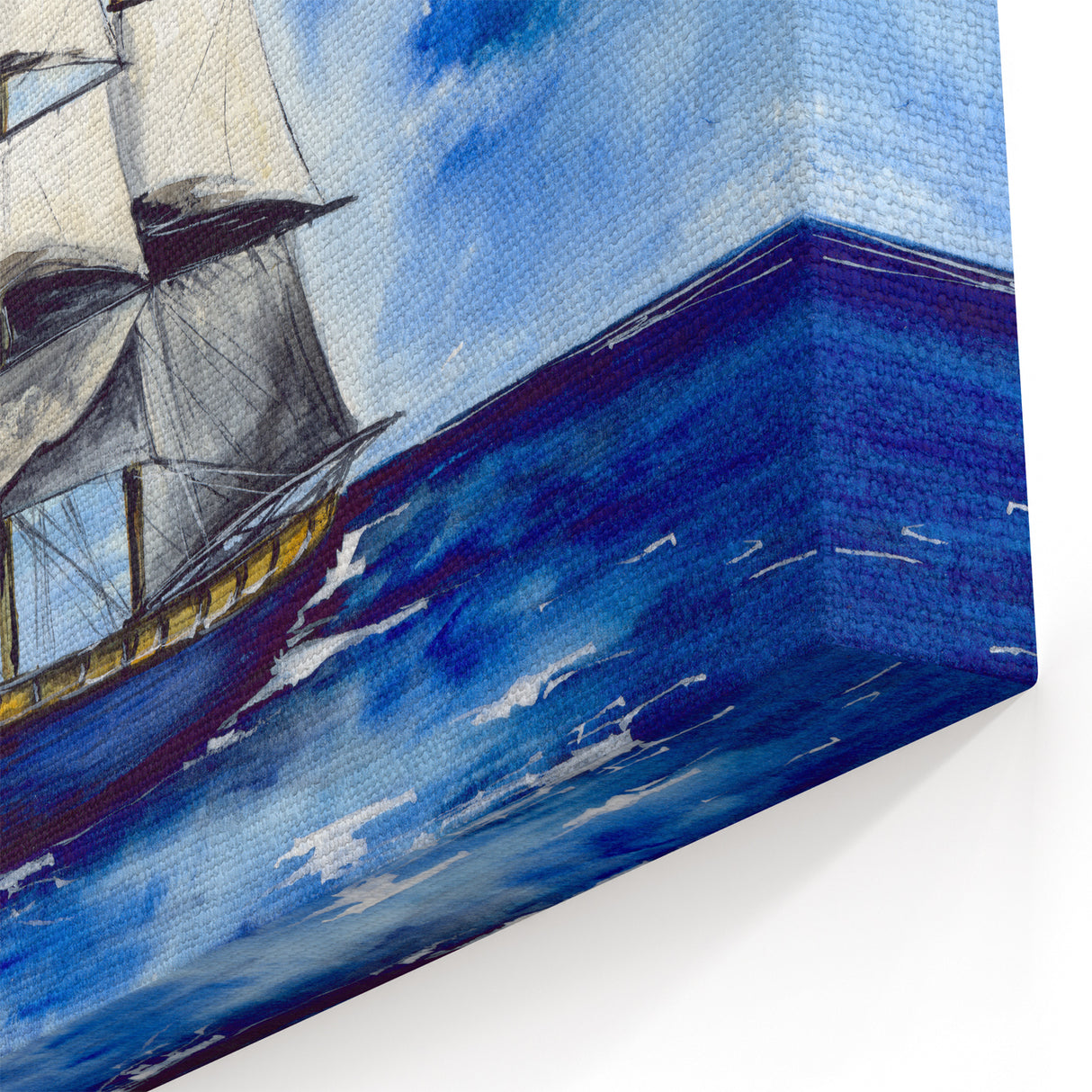 Watercolor Sailing Ship Wall Art - Nautical Ocean Voyage Decor