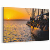 Sunset Harbor Ship Wall Art - Nautical Maritime Evening Decor