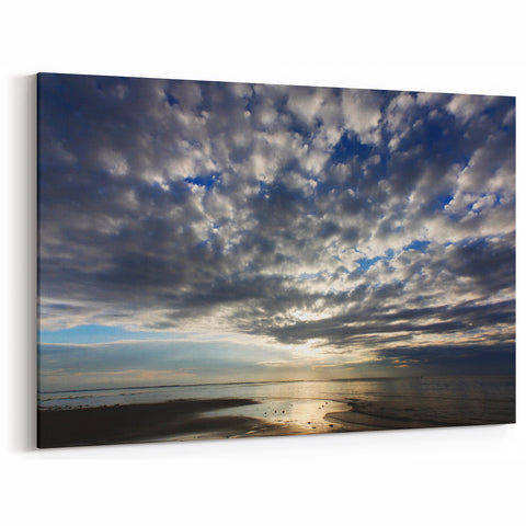 Moody Sky Over Seashore Canvas - Dramatic Skyscape Wall Art