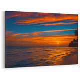 Tropical Sunset Skyscape Canvas Art – Vibrant Beach and Sky Wall Decor