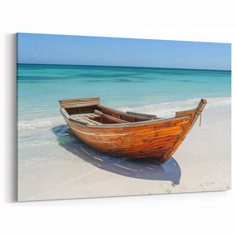 Wooden Rowboat Art Print - Coastal Nautical Decor for Beach Lovers