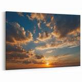 Golden Sunset Skyscape Canvas Art – Serene Sky and Cloud Wall Decor