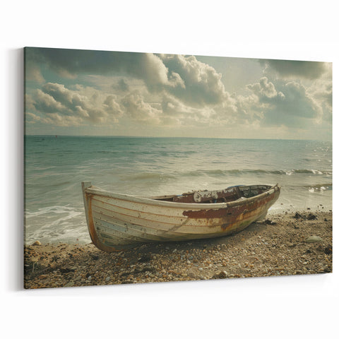 Weathered Rowboat Wall Art - Coastal Serenity Nautical Decor