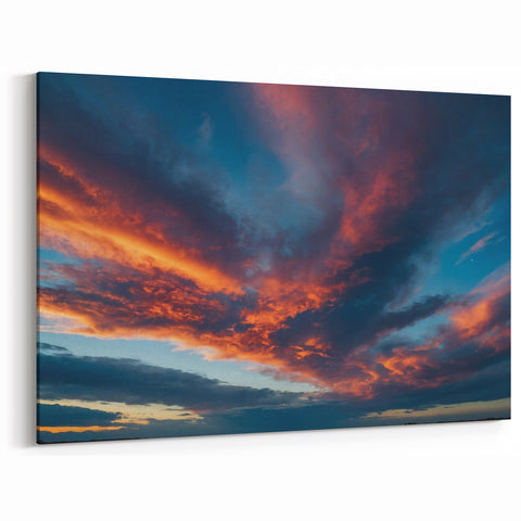 Fiery Sunset Skyscape Canvas Art – Dramatic Sky and Cloud Wall Decor