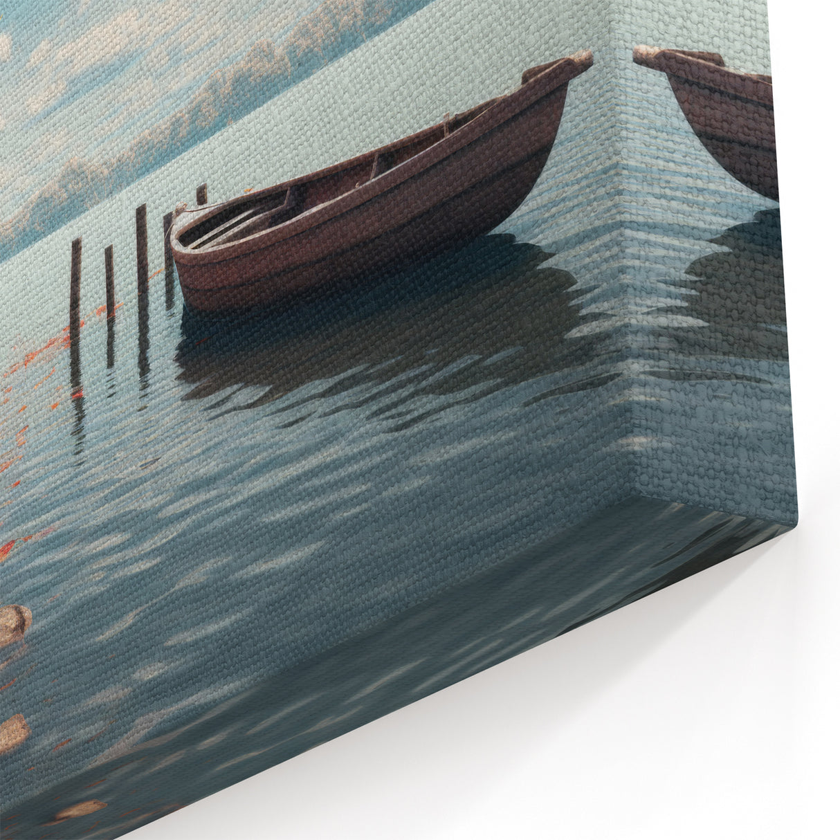 Serene Autumn Lake Rowboat Wall Art - Rustic Nature Decor