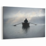 Moody Rowboat Wall Art - Solitude in Misty Waters Nautical Decor
