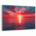 Fiery Ocean Sunset Skyscape Art – Vibrant Sky and Sea Wall Decor