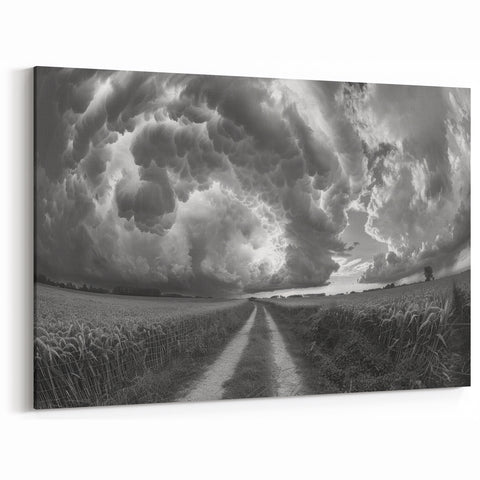 Dramatic Monochrome Skyscape Art – Bold Black and White Landscape Decor
