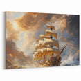 Epic Tall Ship in Storm Wall Art - Dramatic Nautical Canvas