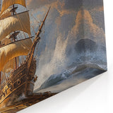 Epic Tall Ship in Storm Wall Art - Dramatic Nautical Canvas