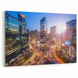 Seoul Skyline Wall Art – Modern Cityscape at Dusk with Busy Streets