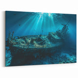 Mysterious Underwater Shipwreck Art - Ocean Maritime Decor Canvas