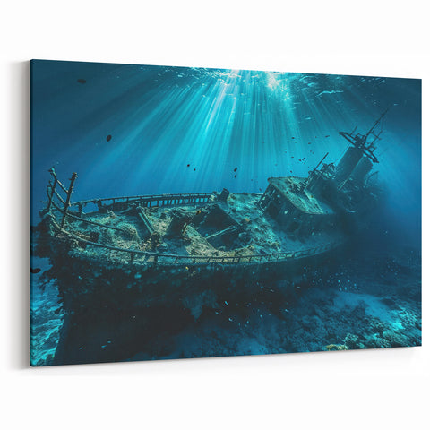 Mysterious Underwater Shipwreck Art - Ocean Maritime Decor Canvas