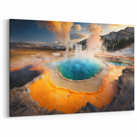 Vibrant Geyser Pool Art - Stunning Natural Landscape Canvas Print