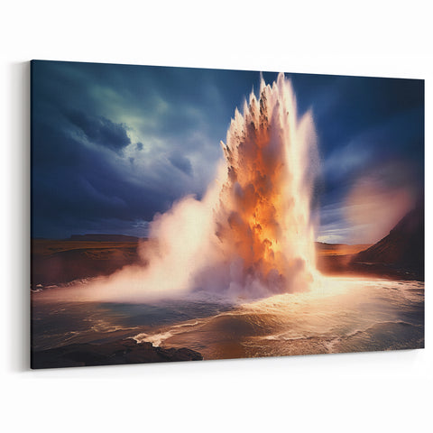 Explosive Geyser Eruption Art - Dramatic Natural Landscape Wall Print