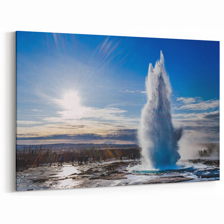 Dynamic Geyser Wall Art - Vibrant Blue Sky Landscape Canvas Print