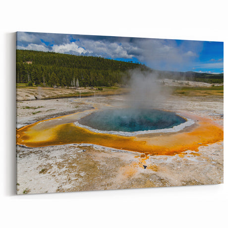 Natural Geyser Wall Art - Serene Geothermal Landscape Canvas Print