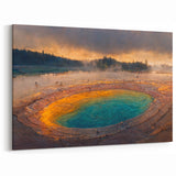 Tranquil Geyser Wall Art - Misty Morning Thermal Pool Landscape Print