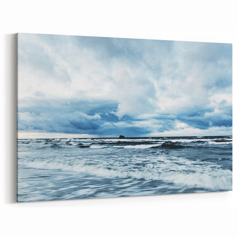 Ocean Breeze Skyscape Art - Serene Cloudy Sky and Sea Canvas Print