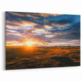 Sunset Horizon Art - Golden Fields and Dramatic Sky Canvas Print Decor