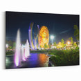 Algeria Wall Art - Vibrant Algerian Cityscape with Night Fountains